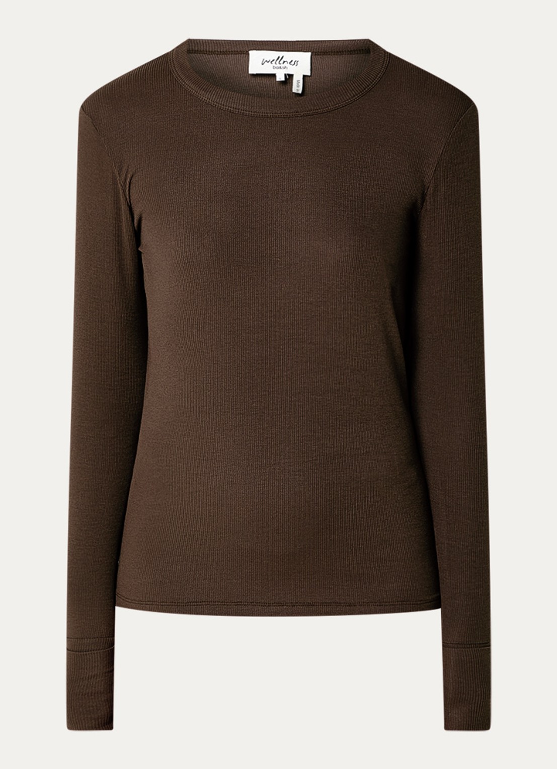 ba&sh Micha longsleeve met ribstructuur - voorkant bruin