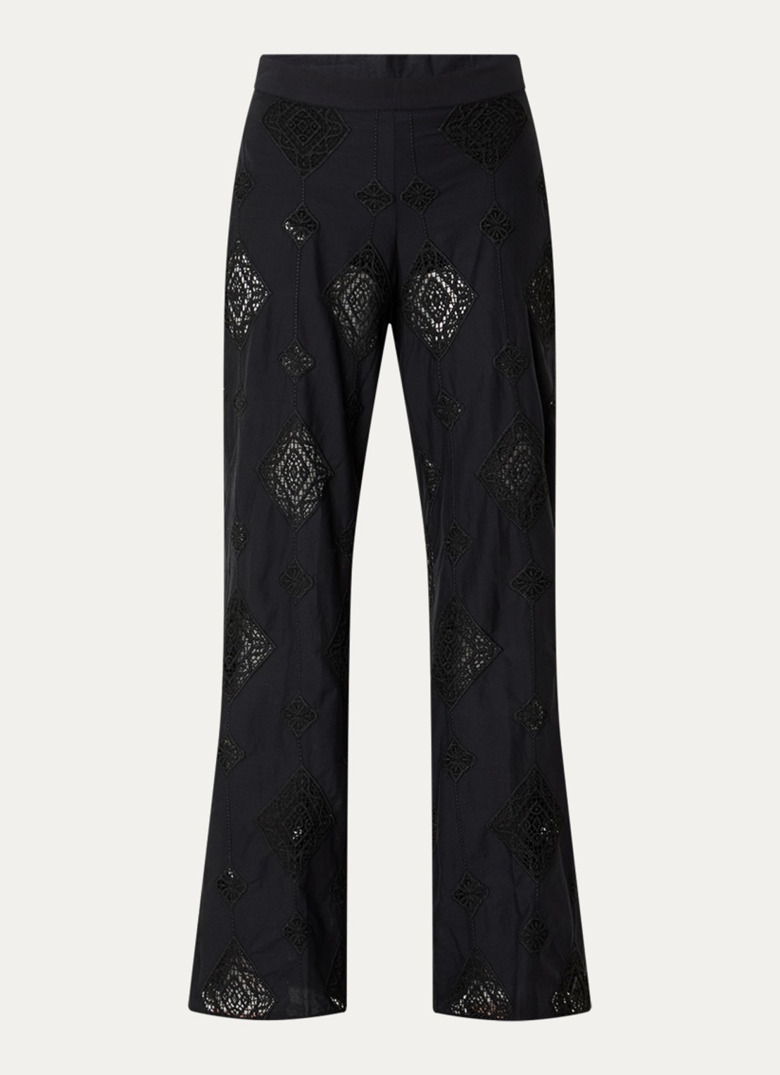 ba&sh Mike low waist straight fit broek met broderie - voorkant 2 zwart