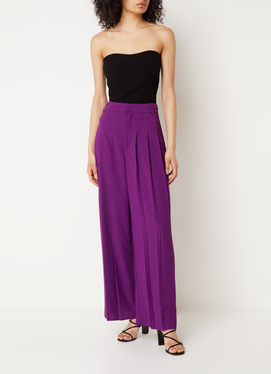 ba&sh Miley high waist loose fit pantalon met plooien - voorkant 3 paars