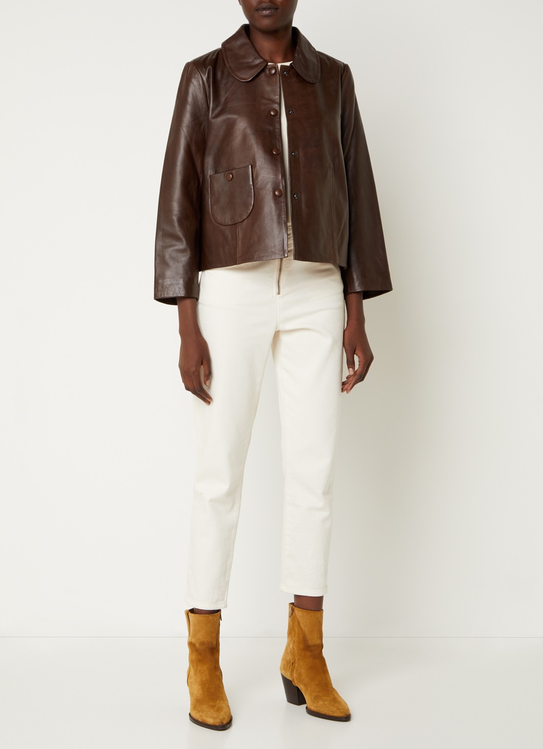 Ba&sh Milo cropped jack van lamsleer - voorkant 2 donkerbruin