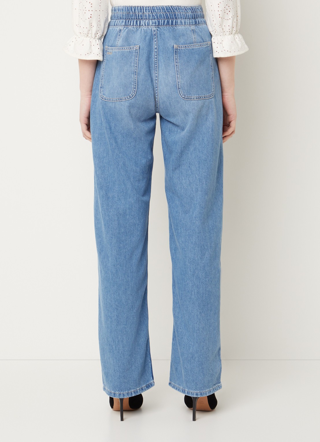 ba&sh Mima high waist straight leg jeans met medium wassing - achterkant indigo