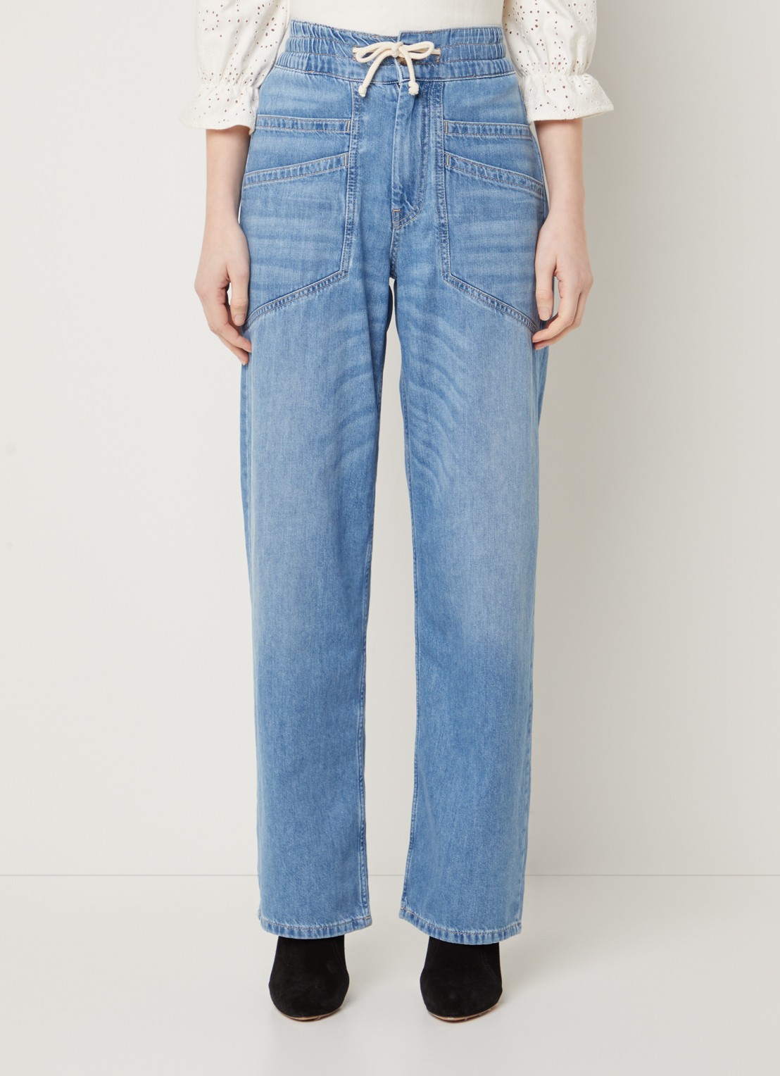 ba&sh Mima high waist straight leg jeans met medium wassing - detail 2 indigo