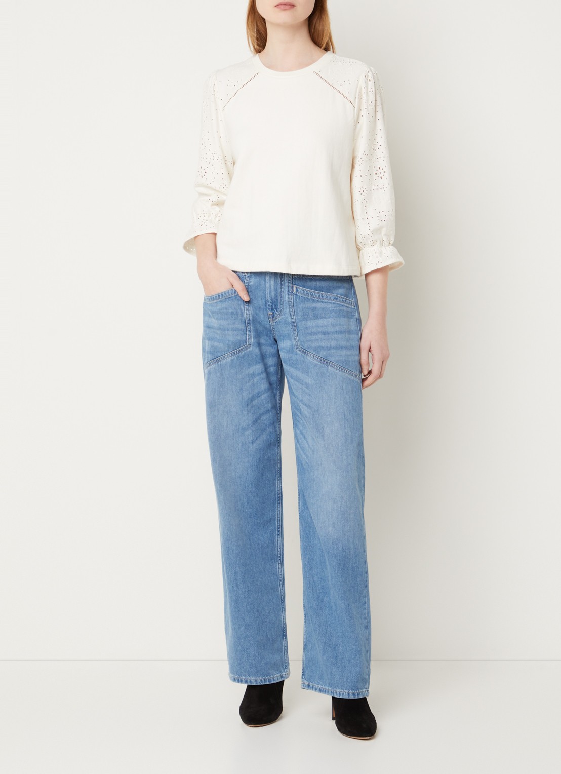 ba&sh Mima high waist straight leg jeans met medium wassing - voorkant 4 indigo
