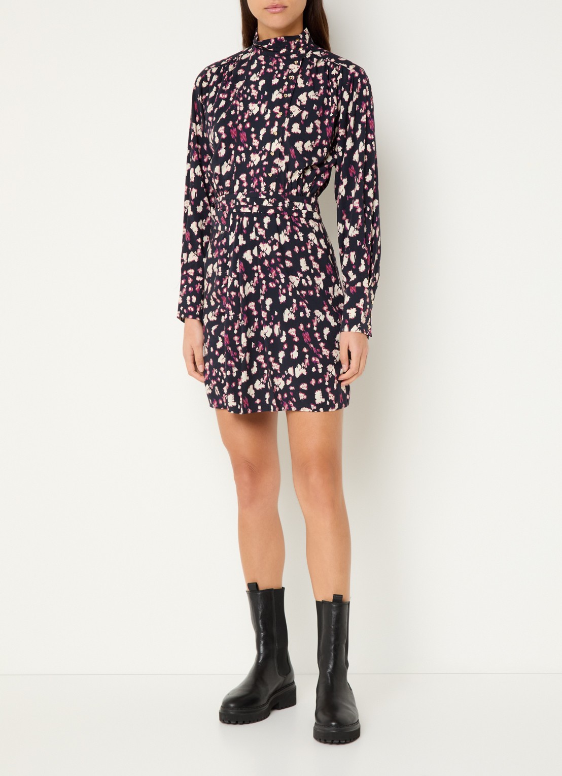 ba&sh Molly mini tuniekjurk met print - voorkant 5 zwart