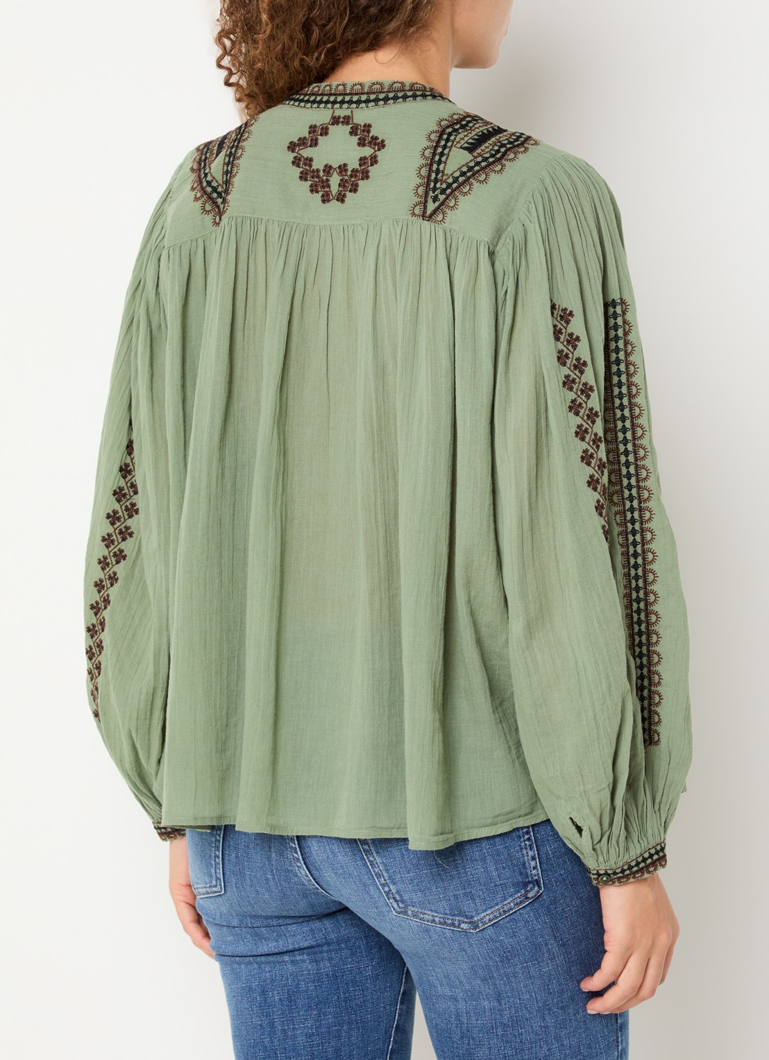 ba&sh Mona blouse met borduring - achterkant 4 beige