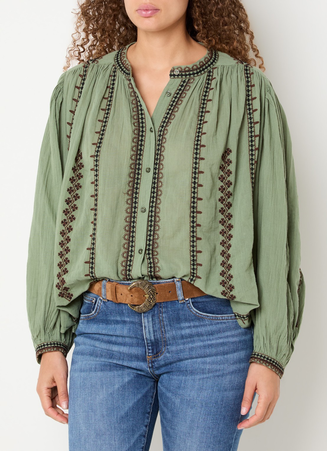 ba&sh Mona blouse met borduring - detail 3 beige