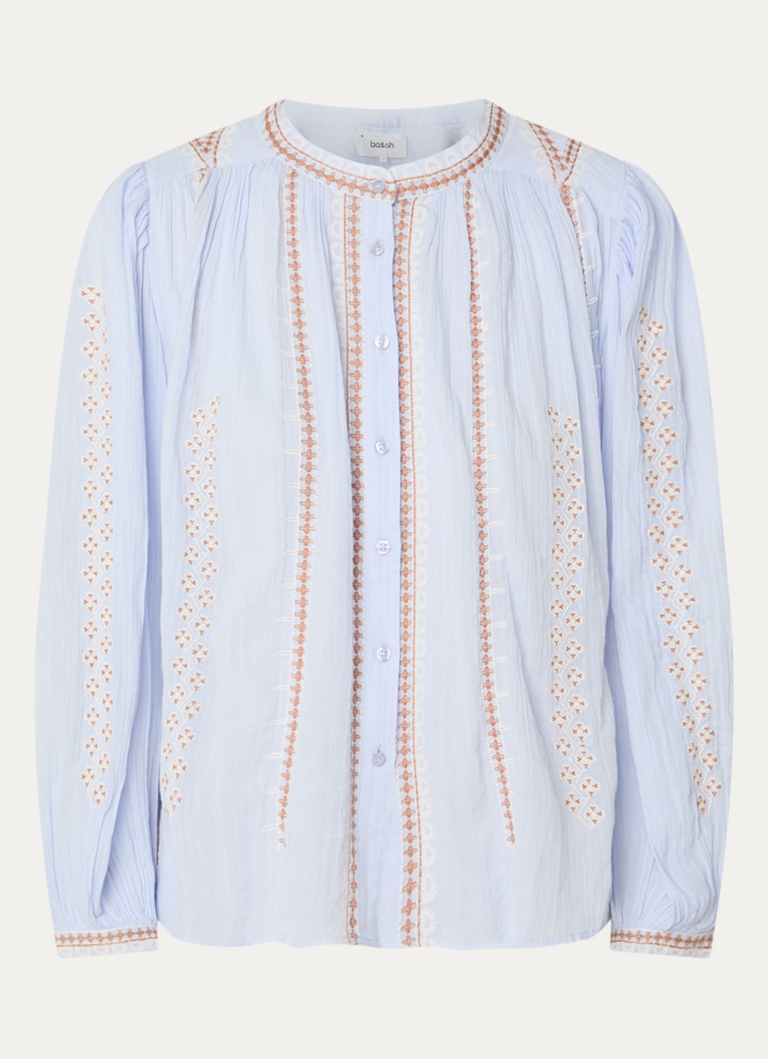ba&sh Mona blouse met borduring - voorkant lichtblauw