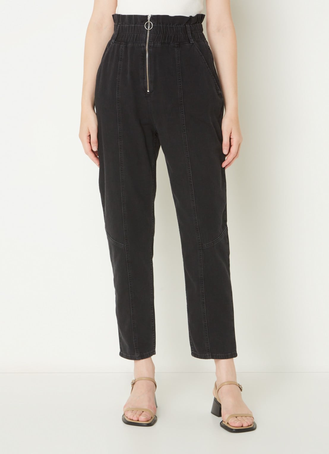 Ba&sh Mony high waist cropped mom jeans met steekzakken - detail zwart