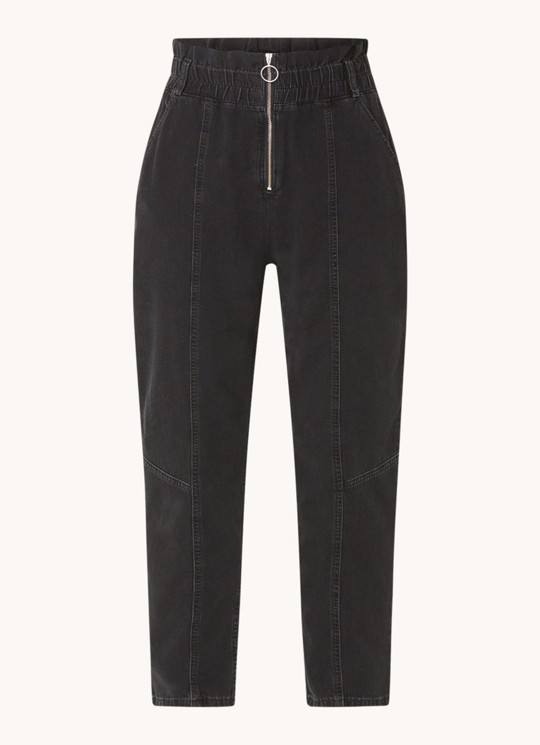 Ba&sh Mony high waist cropped mom jeans met steekzakken - voorkant 3 zwart