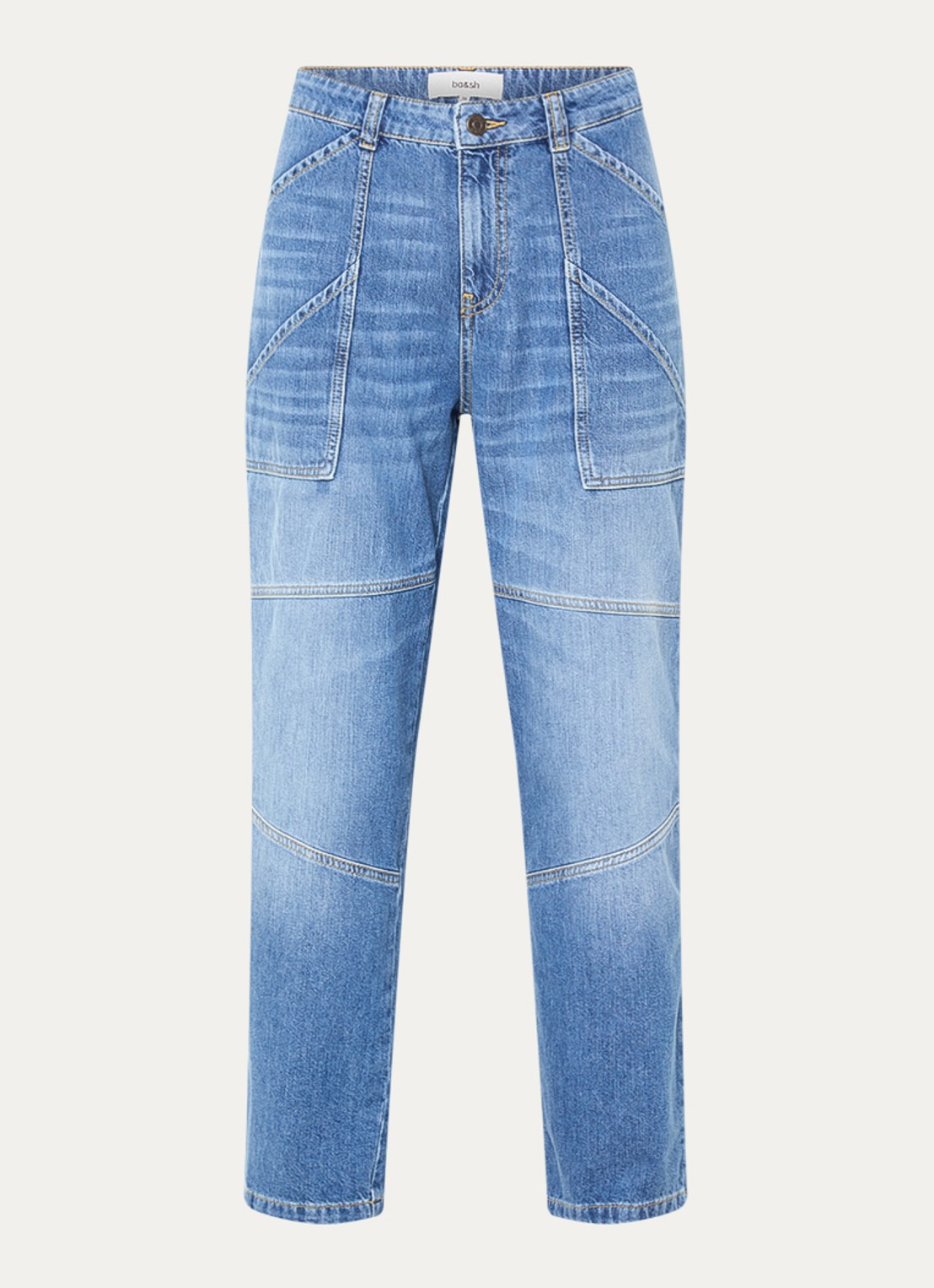 ba&sh Moyce mid waist straight leg jeans met medium wassing - voorkant 3 indigo