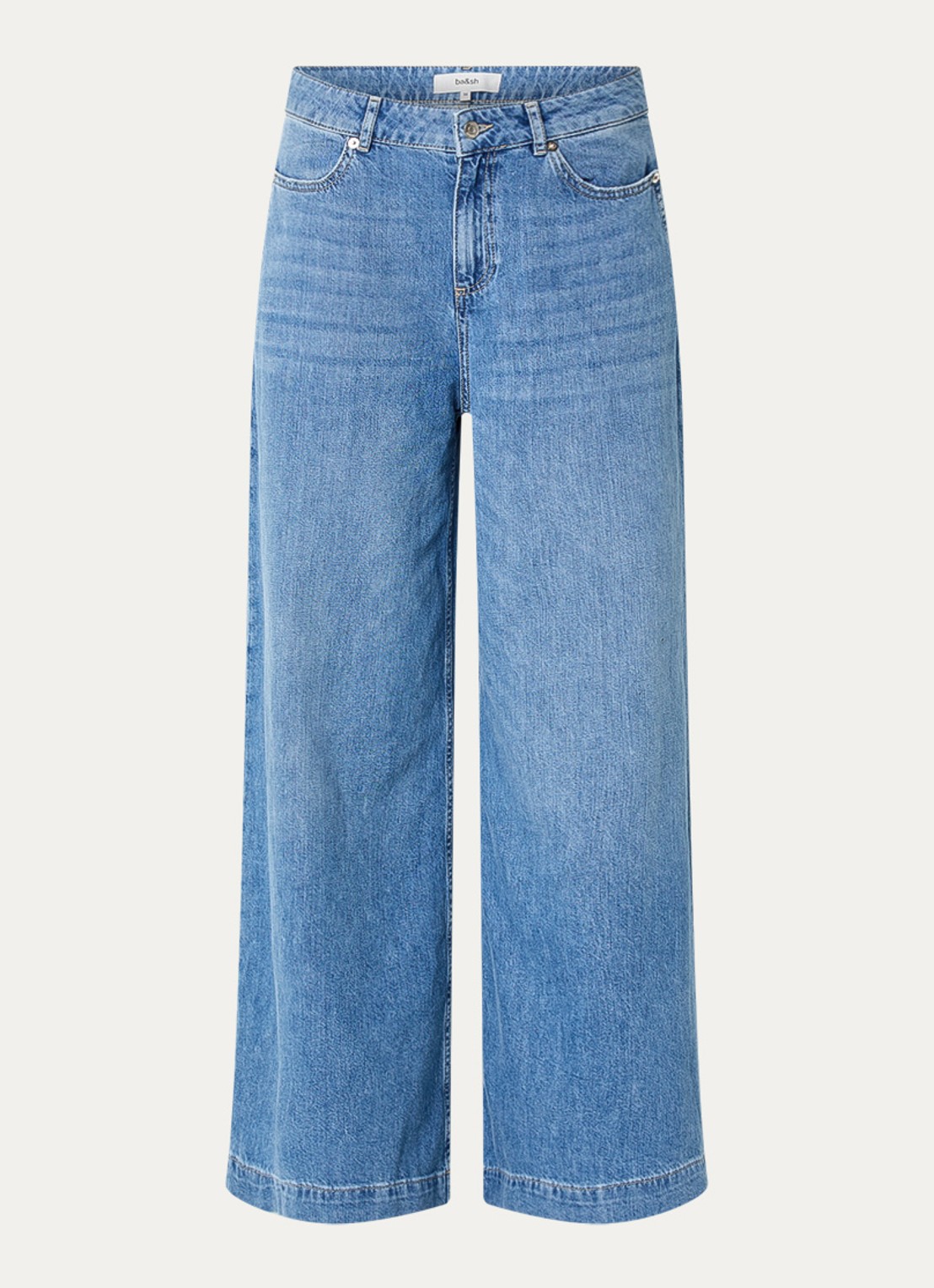 ba&sh Musc high waist wide leg jeans met lichte wassing - voorkant 3 indigo