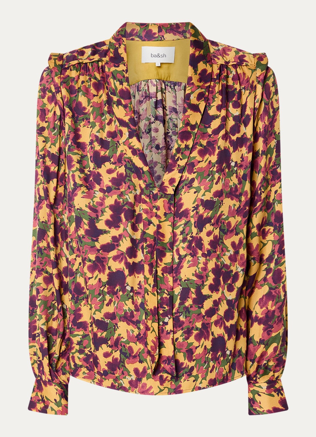 ba&sh Nale tuniek met bloemenprint - voorkant 2 okergeel