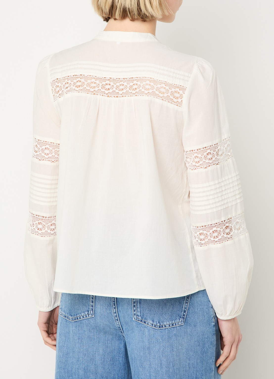 ba&sh Nami blouse met details van kant - achterkant gebroken wit