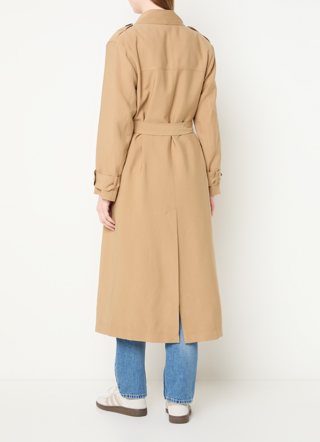 ba&sh Nana double-breasted trenchcoat met schoudervulling - achterkant camel