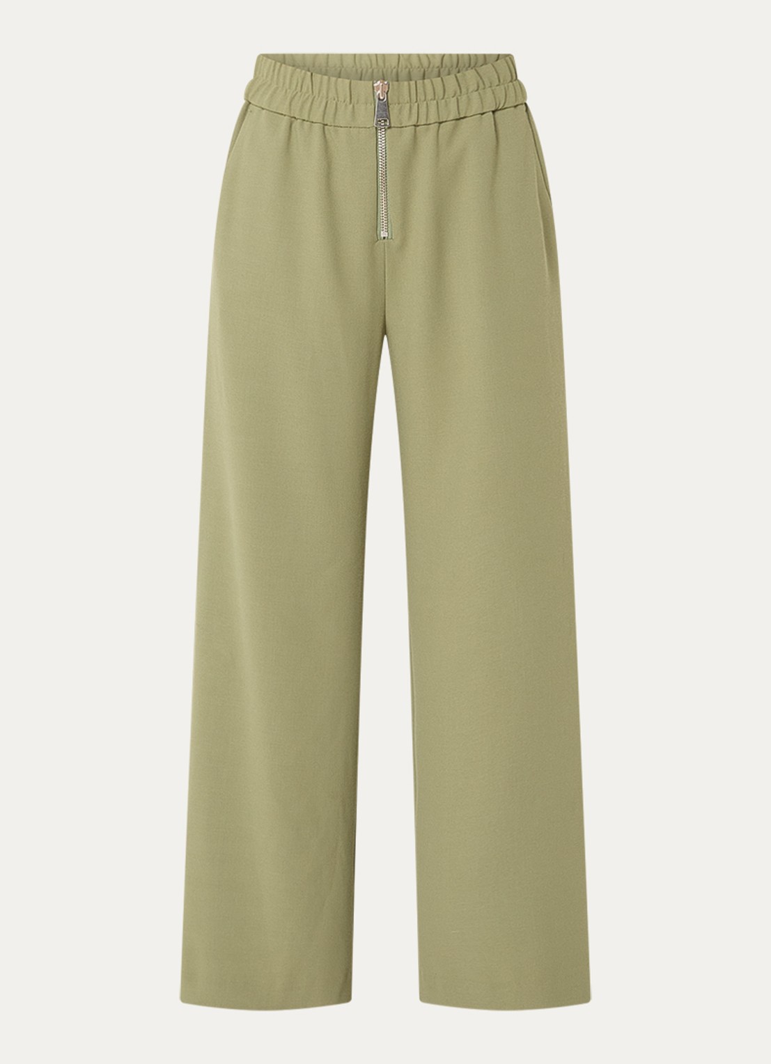 ba&sh Narlos high waist loose fit pantalon met steekzakken  - voorkant 2 olijfgroen