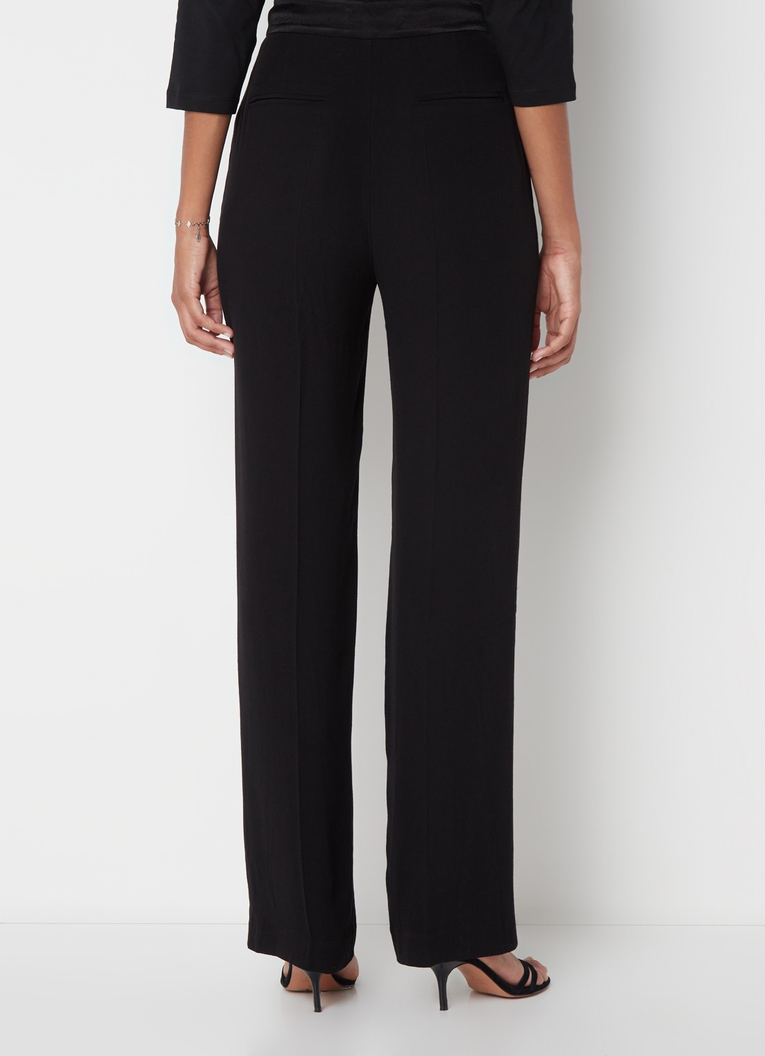 Ba&sh Natane high waist straight fit pantalon van crêpe - achterkant 2 zwart