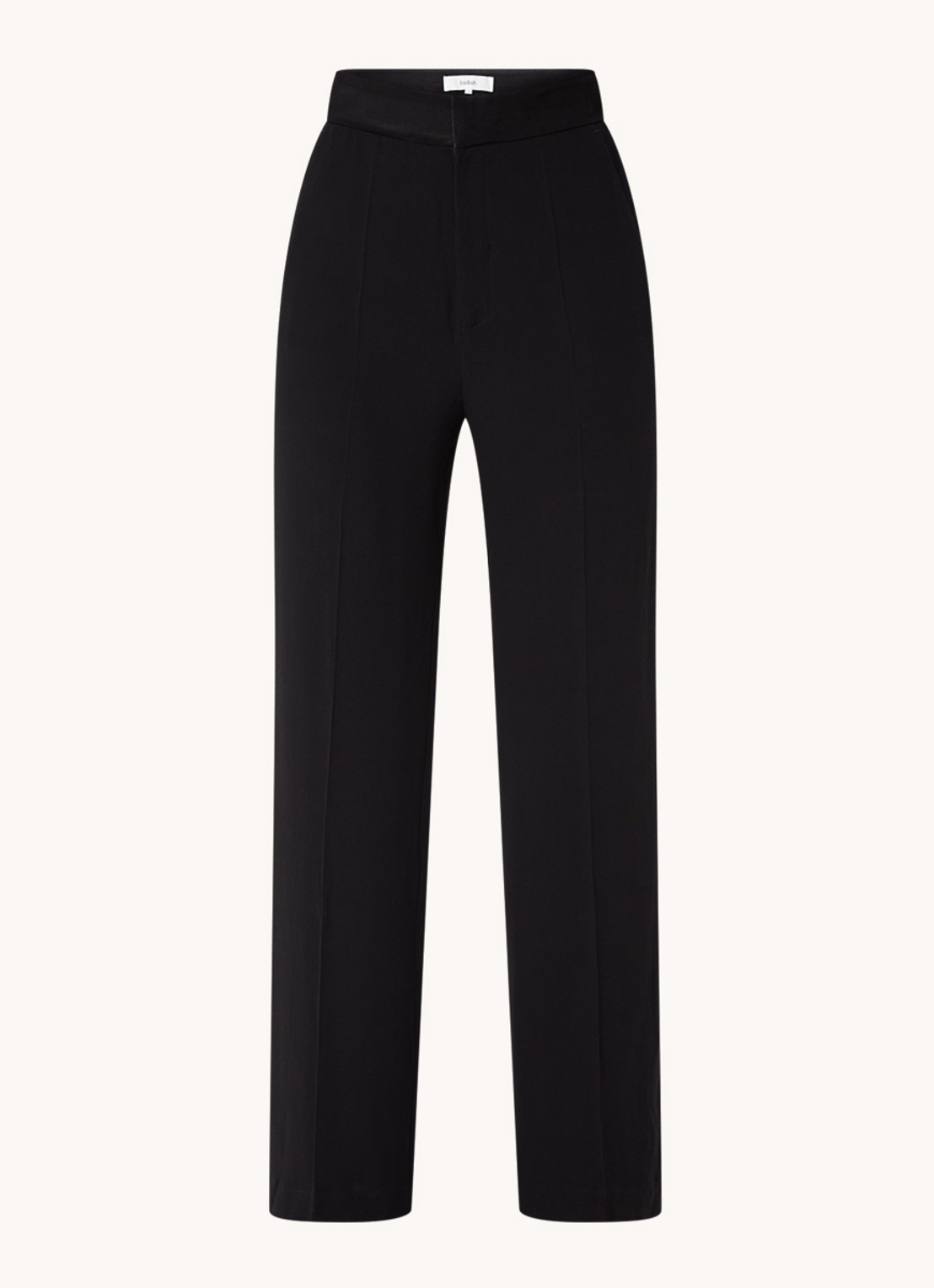 Ba&sh Natane high waist straight fit pantalon van crêpe - voorkant 3 zwart