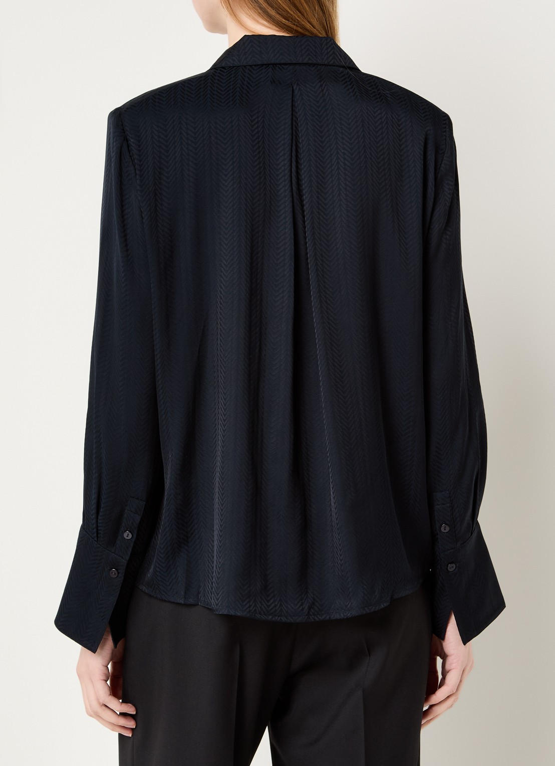 ba&sh Netsey blouse met schoudervulling - achterkant 3 donkerblauw