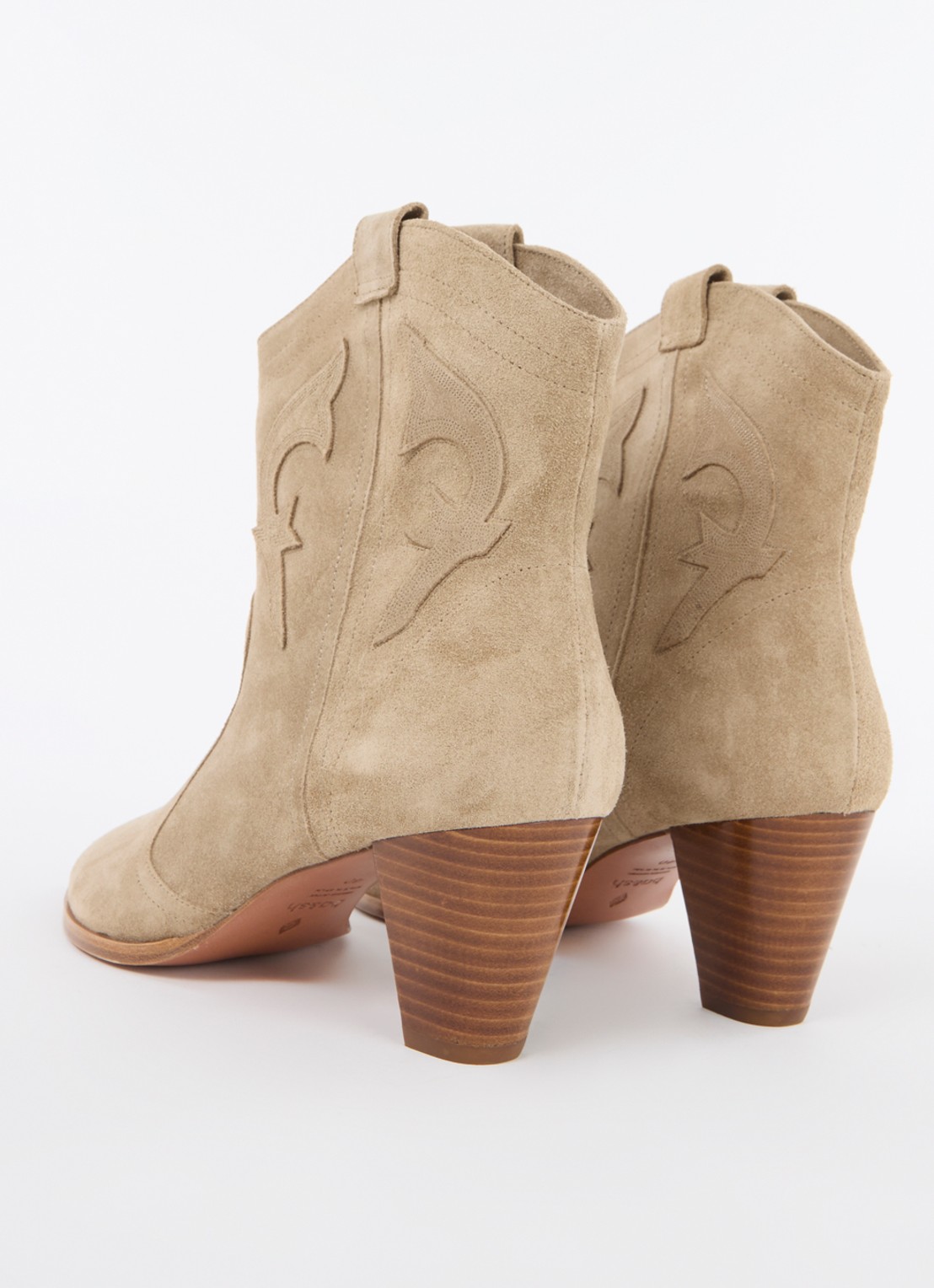ba&sh New Casey cowboylaars van kalfssuède - achterkant 2 donkerbeige