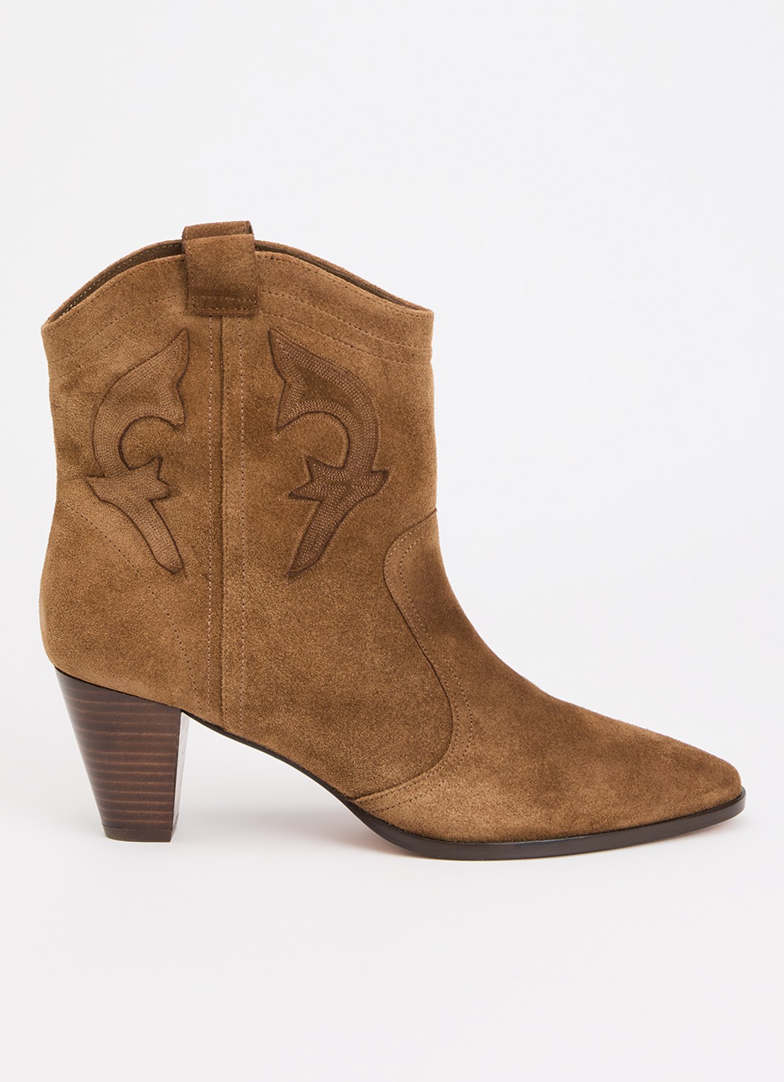 ba&sh New Casey enkellaarsje van suède - voorkant camel