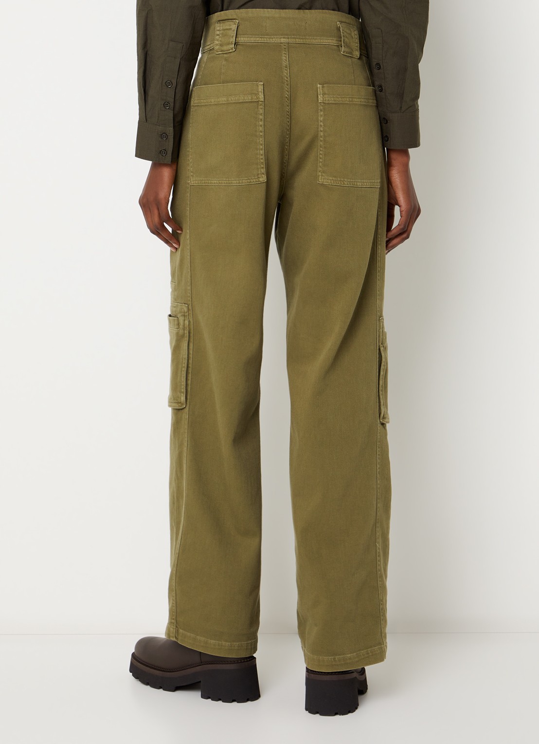 ba&sh Ninion mid waist straight fit jeans met gekleurde wassing - achterkant 2 mosgroen