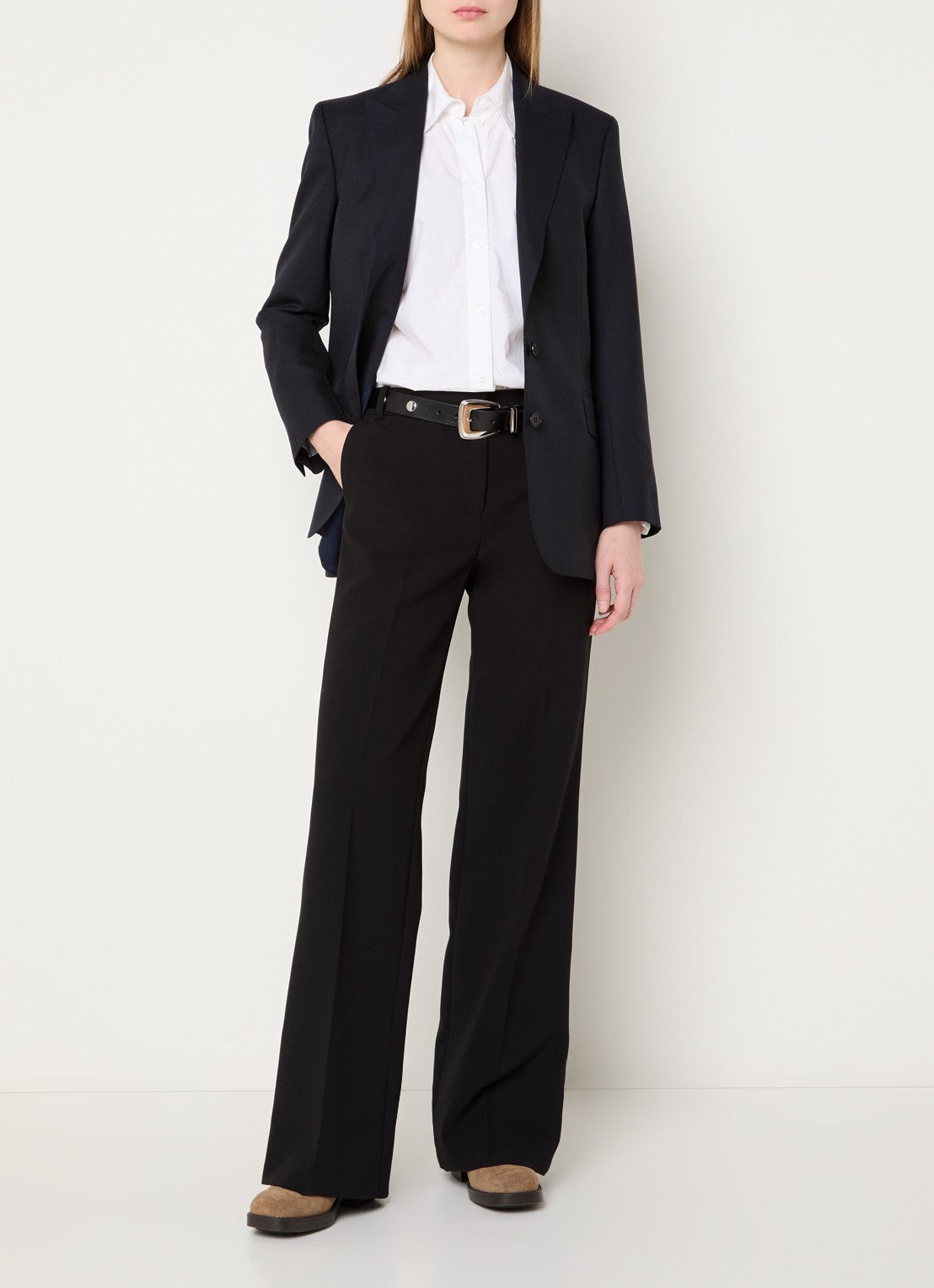 ba&sh Nisha blazer in wolblend met klepzakken - voorkant 2 donkerblauw