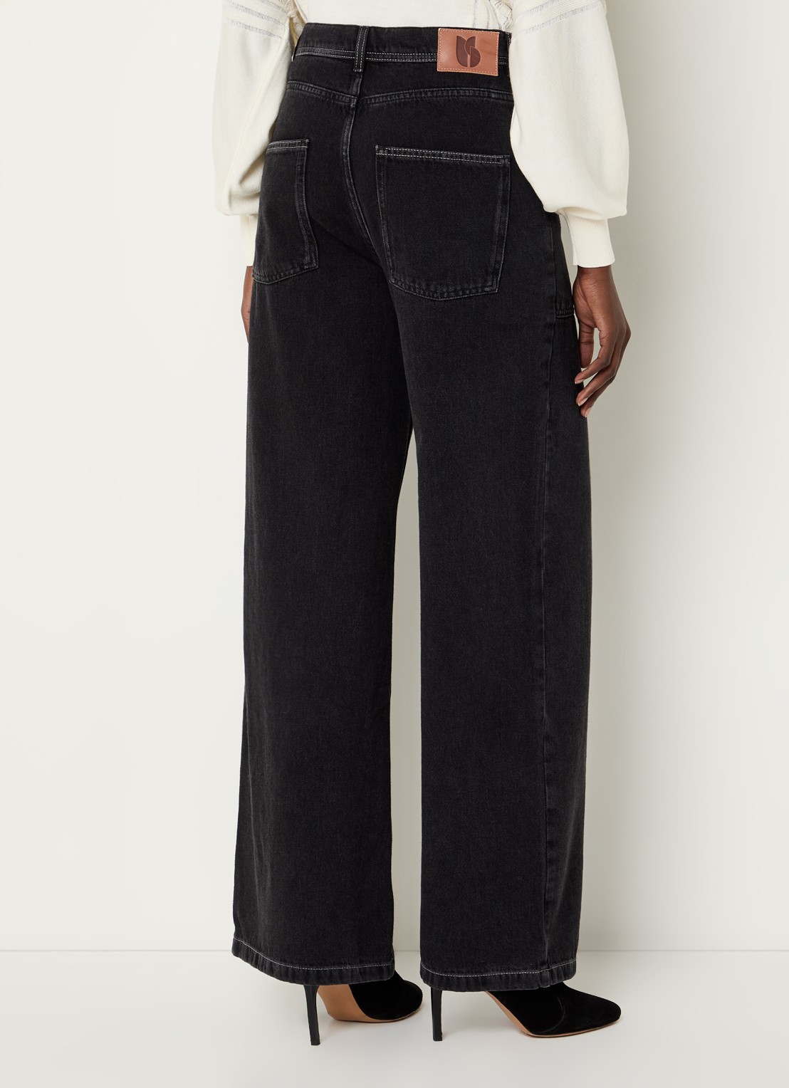 ba&sh Noel high waist wide leg jeans met gekleurde wassing - achterkant 3 zwart