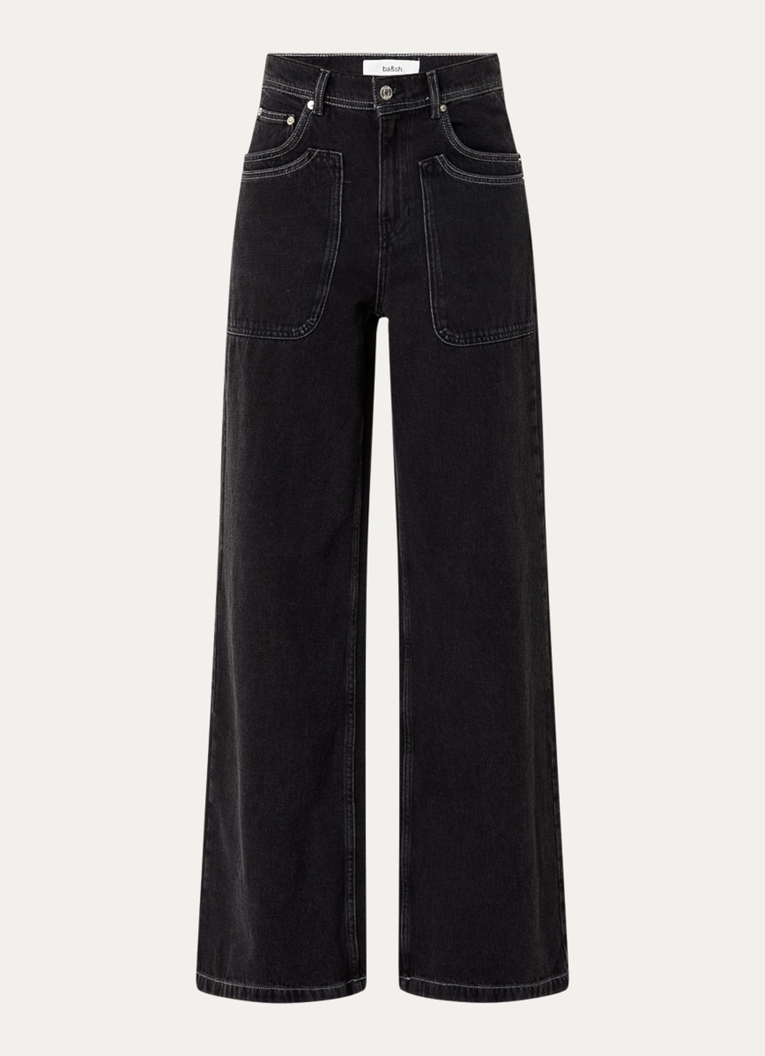 ba&sh Noel high waist wide leg jeans met gekleurde wassing - voorkant zwart