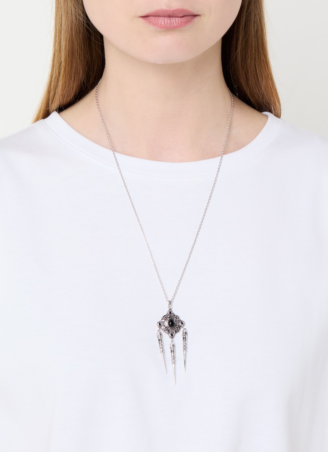 ba&sh Noor ketting met hanger - voorkant 5 zilver