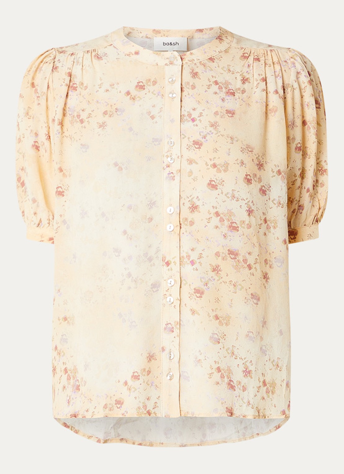 ba&sh Novella blouse met bloemenprint  - voorkant vanillegeel