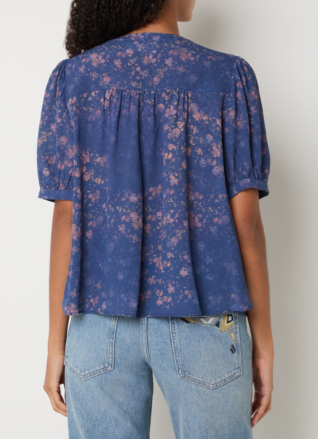 ba&sh Novella blouse met bloemenprint  - achterkant 4 royalblauw