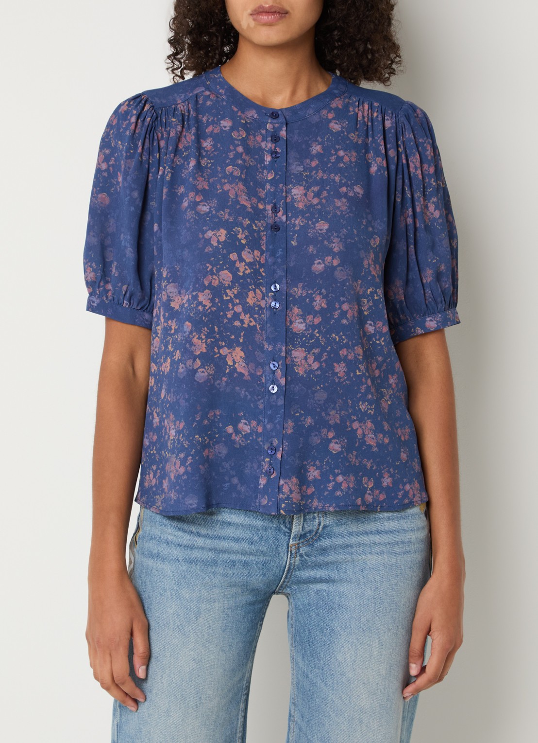 ba&sh Novella blouse met bloemenprint  - detail 3 royalblauw
