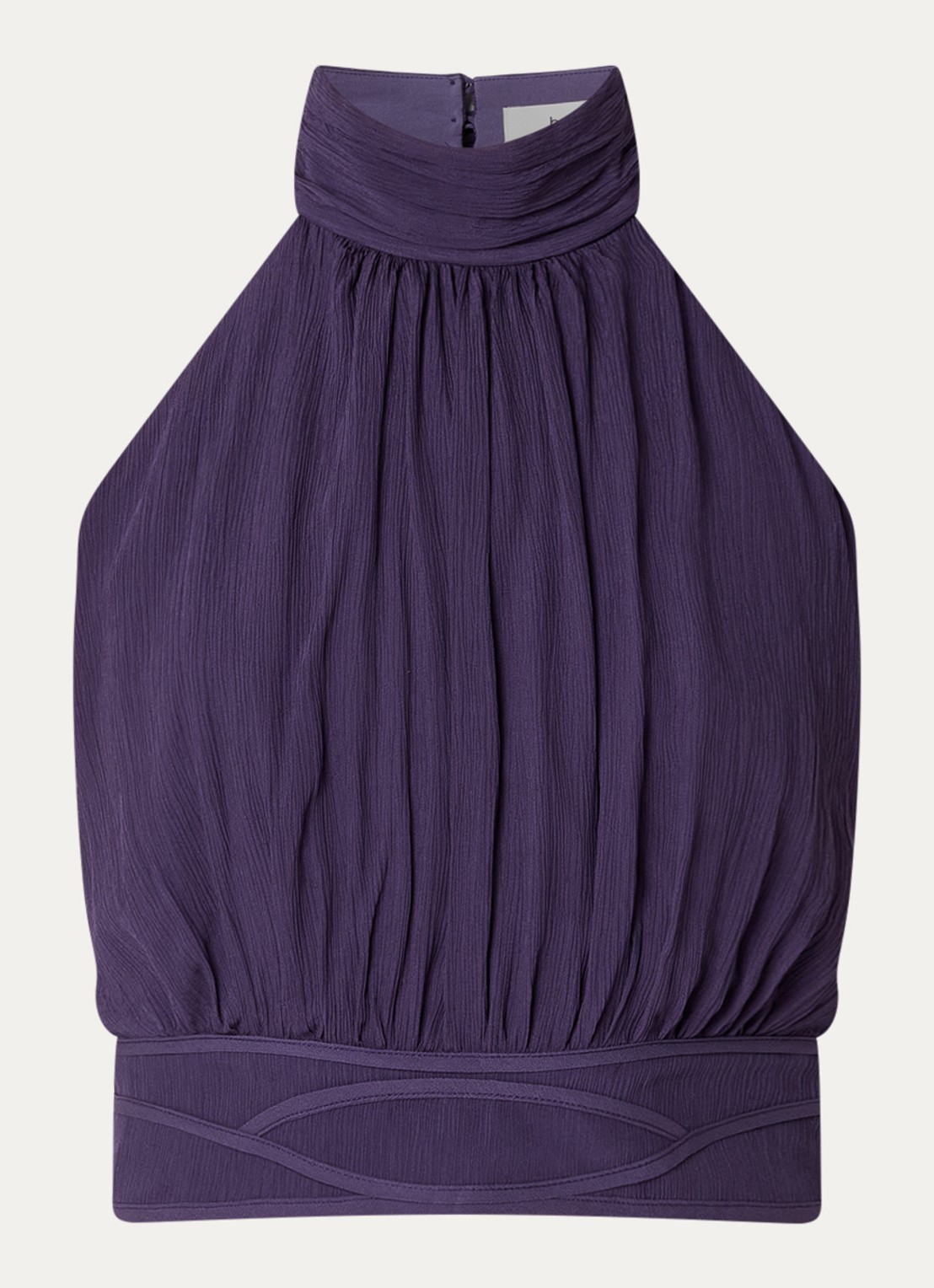 ba&sh Oia semi-transparante cropped haltertop van crepe met rugdecolleté - voorkant 3 paars