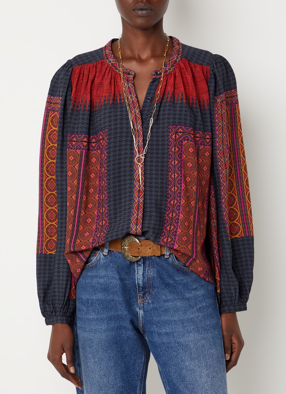 ba&sh Olivio tuniek met print - detail 4 rood