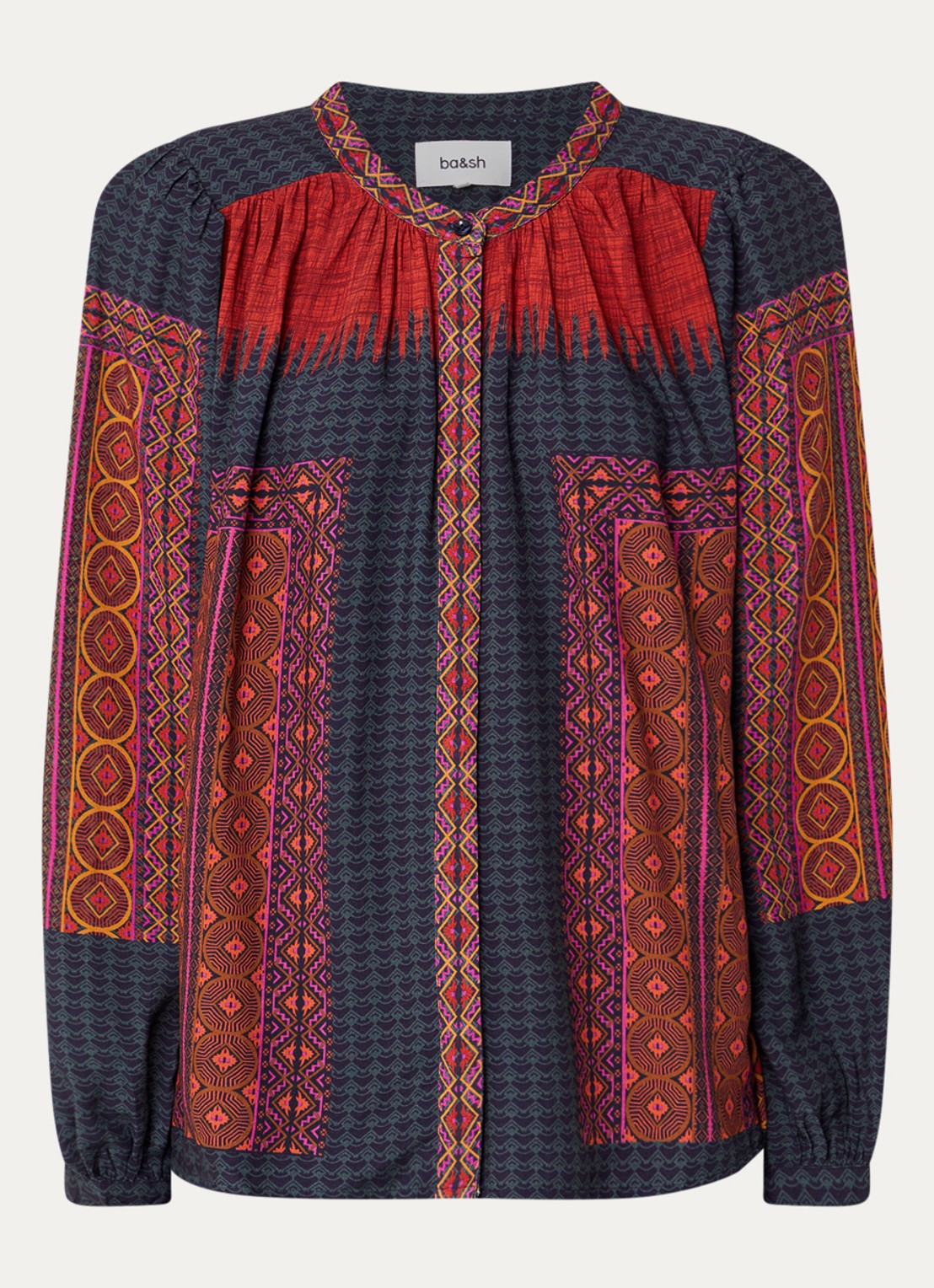 ba&sh Olivio tuniek met print - voorkant rood