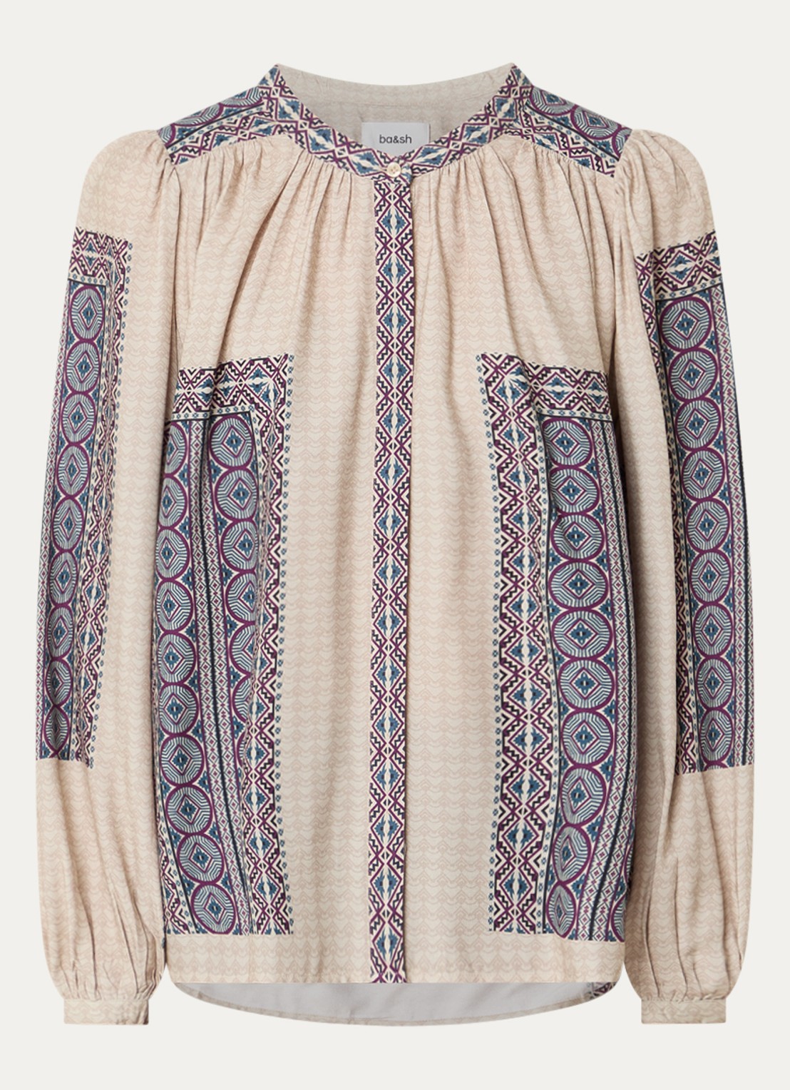 ba&sh Olivio tuniek met print - voorkant gebroken wit