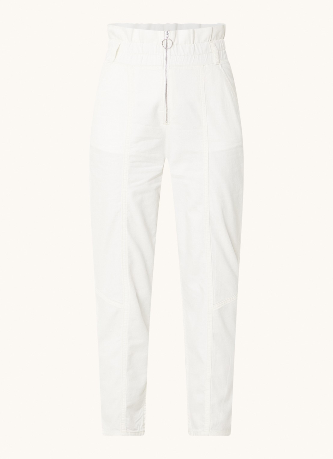 ba&sh Omny high waist cropped tapered fit jeans met stretch - voorkant 3 gebroken wit