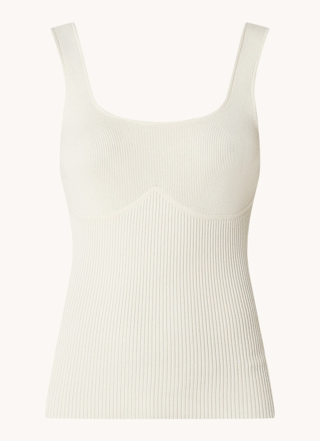 Ba&sh Oxmo fijngebreide tanktop met ribstructuur - voorkant gebroken wit