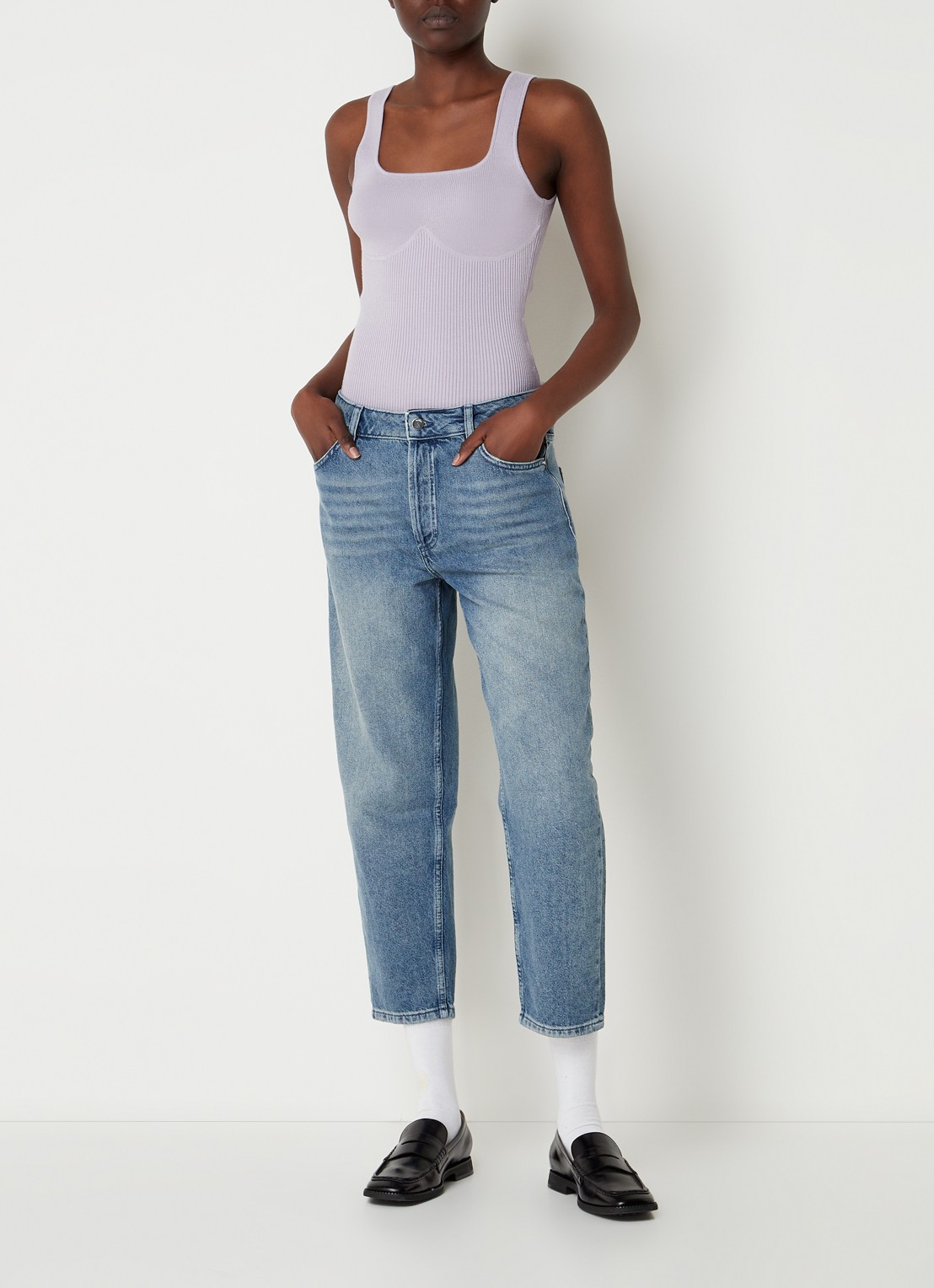 Ba&sh Oxmo fijngebreide tanktop met ribstructuur - voorkant 2 lavendel