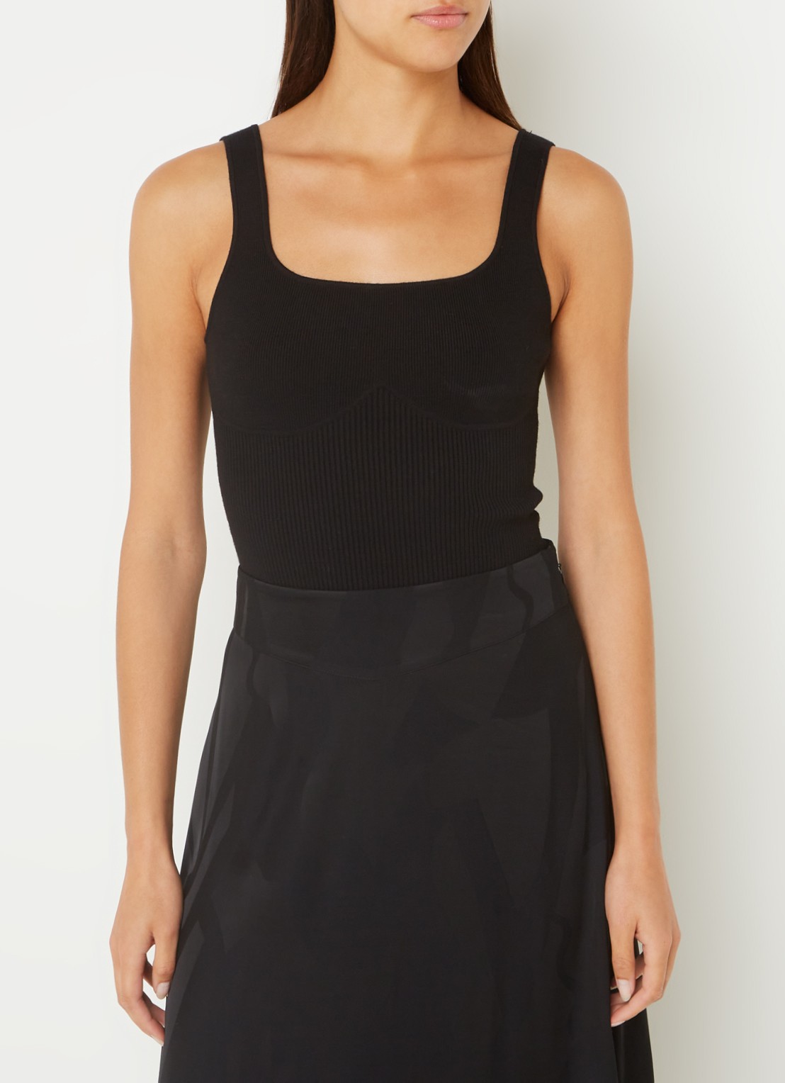 ba&sh Oxmo ribgebreide tanktop met stretch - detail 3 zwart