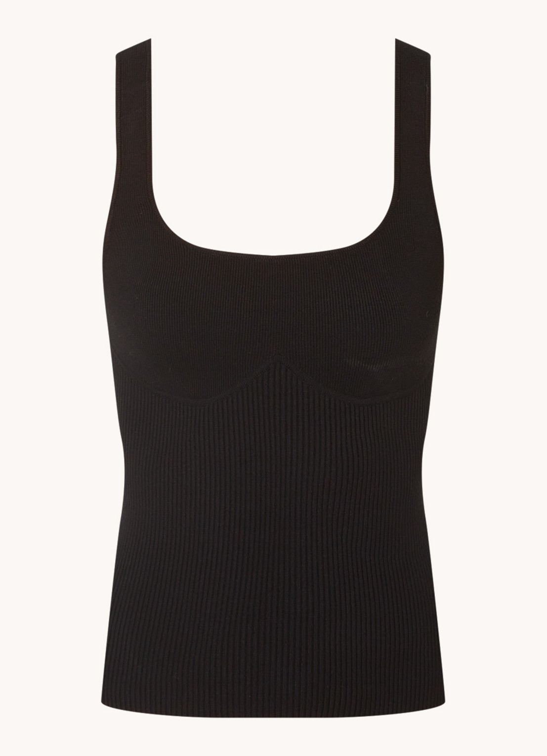 ba&sh Oxmo ribgebreide tanktop met stretch - voorkant zwart