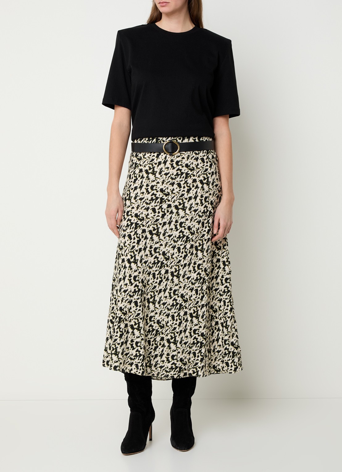 ba&sh Paena midi rok met print - voorkant 2 creme