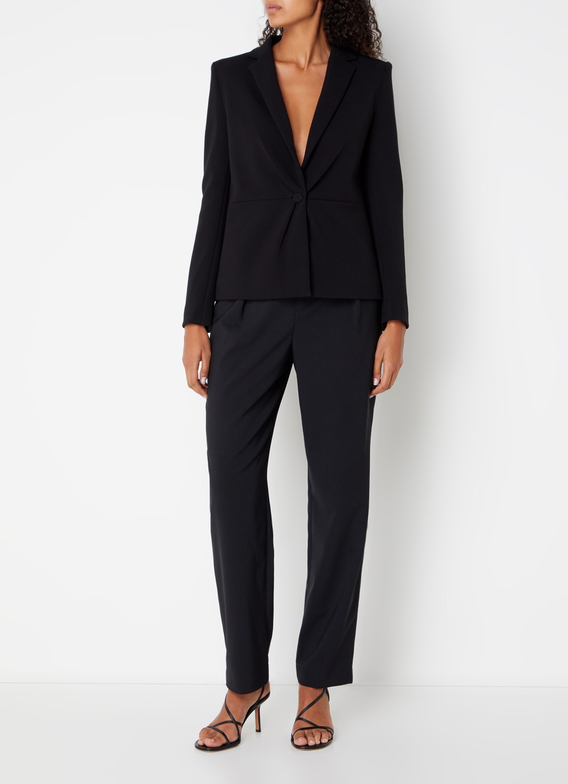 ba&sh Paesie blazer met stretch en schoudervulling - voorkant 2 zwart