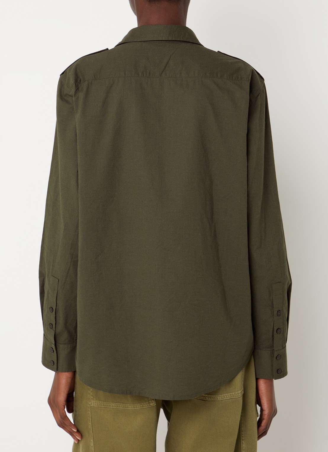 ba&sh Palani blouse met borstzakken - achterkant 3 bronsgroen