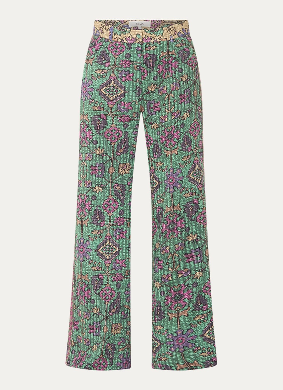 ba&sh Pali high waist loose fit pantalon met grafische print - voorkant 3 groen