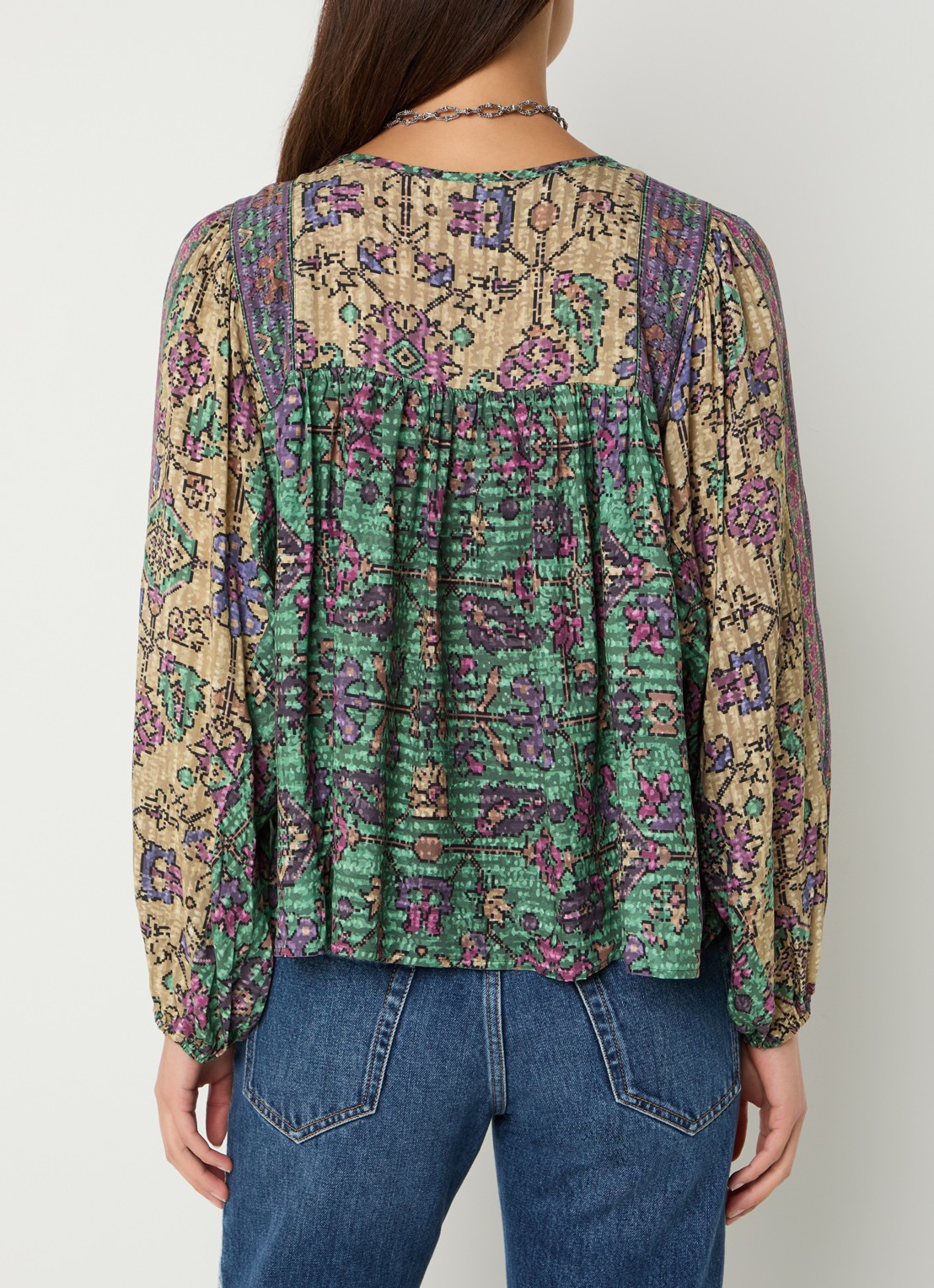 ba&sh Pamila tuniek met print - achterkant groen