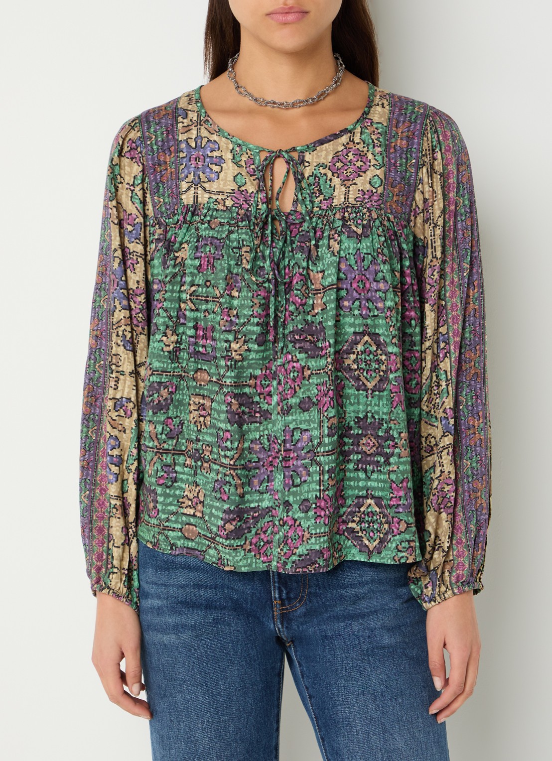 ba&sh Pamila tuniek met print - detail 4 groen