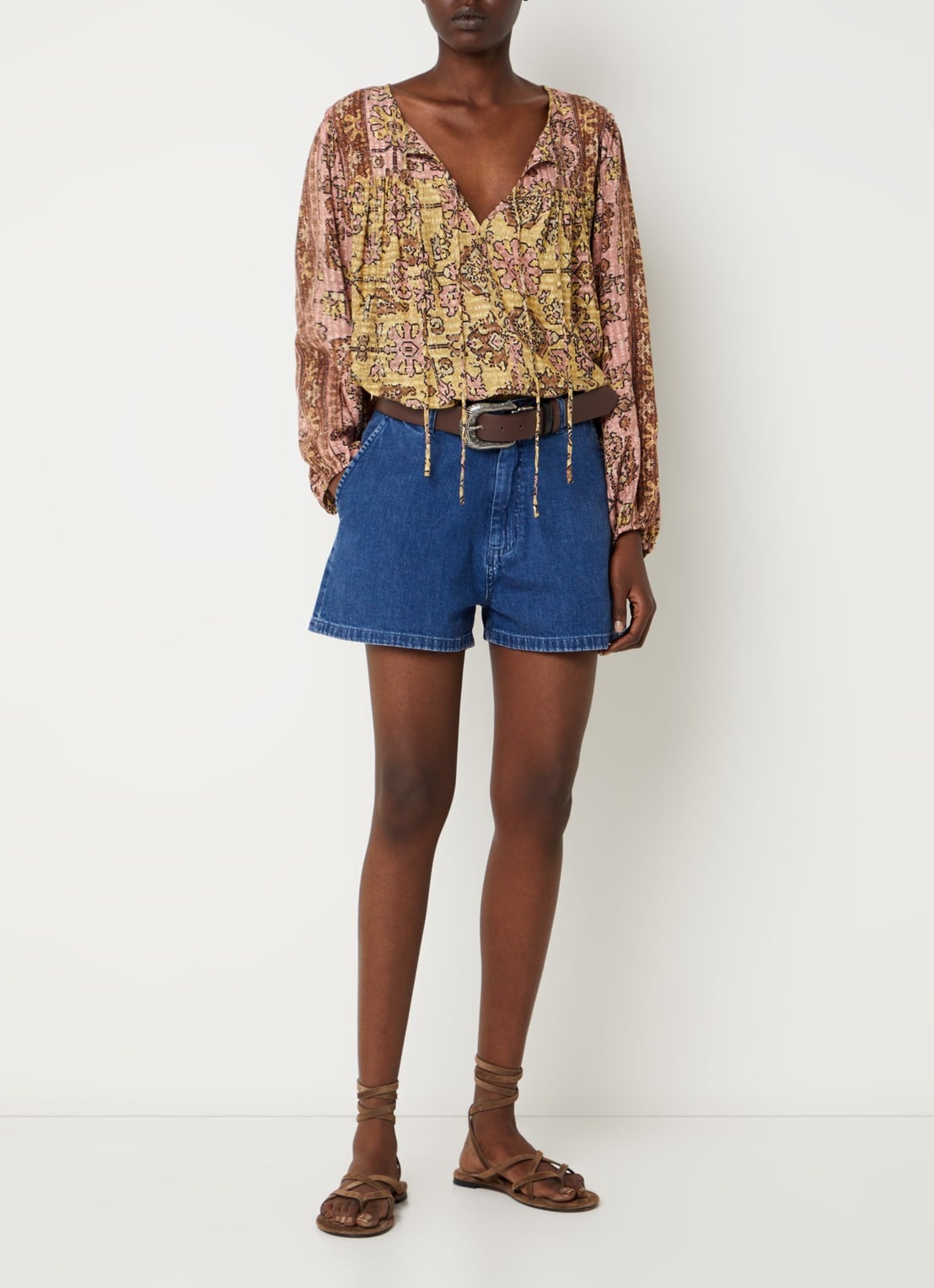 ba&sh Pamila tuniek met print - voorkant 4 roze