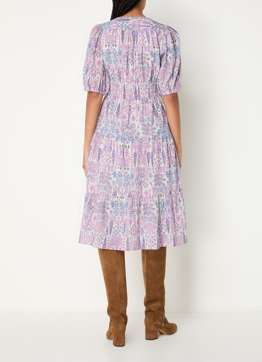 ba&sh Panissa midi tuniekjurk met print - achterkant 3 roze