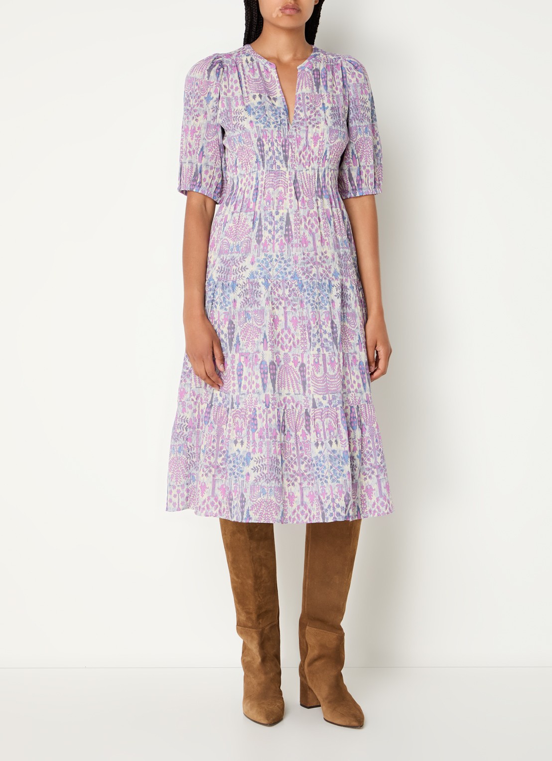 ba&sh Panissa midi tuniekjurk met print - detail 4 roze